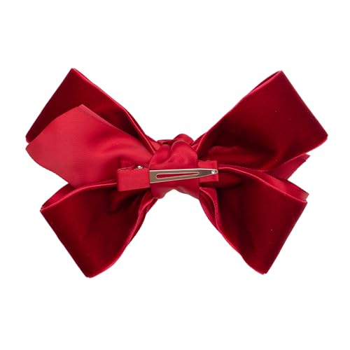 Velvet Hair Bows with a Knot Wrap Center on a Clip, 6 Inch, Red Y73276