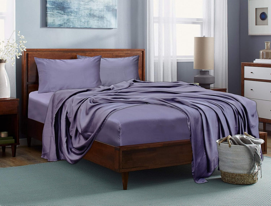 Split King Charcoal Gray 5PC Tencel Lyocell Bed Sheets Set Q808047