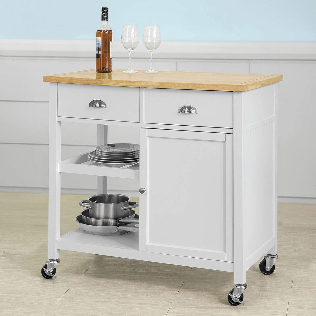 Kitchen Cart with Rubber Wood Top and Drawer I9532