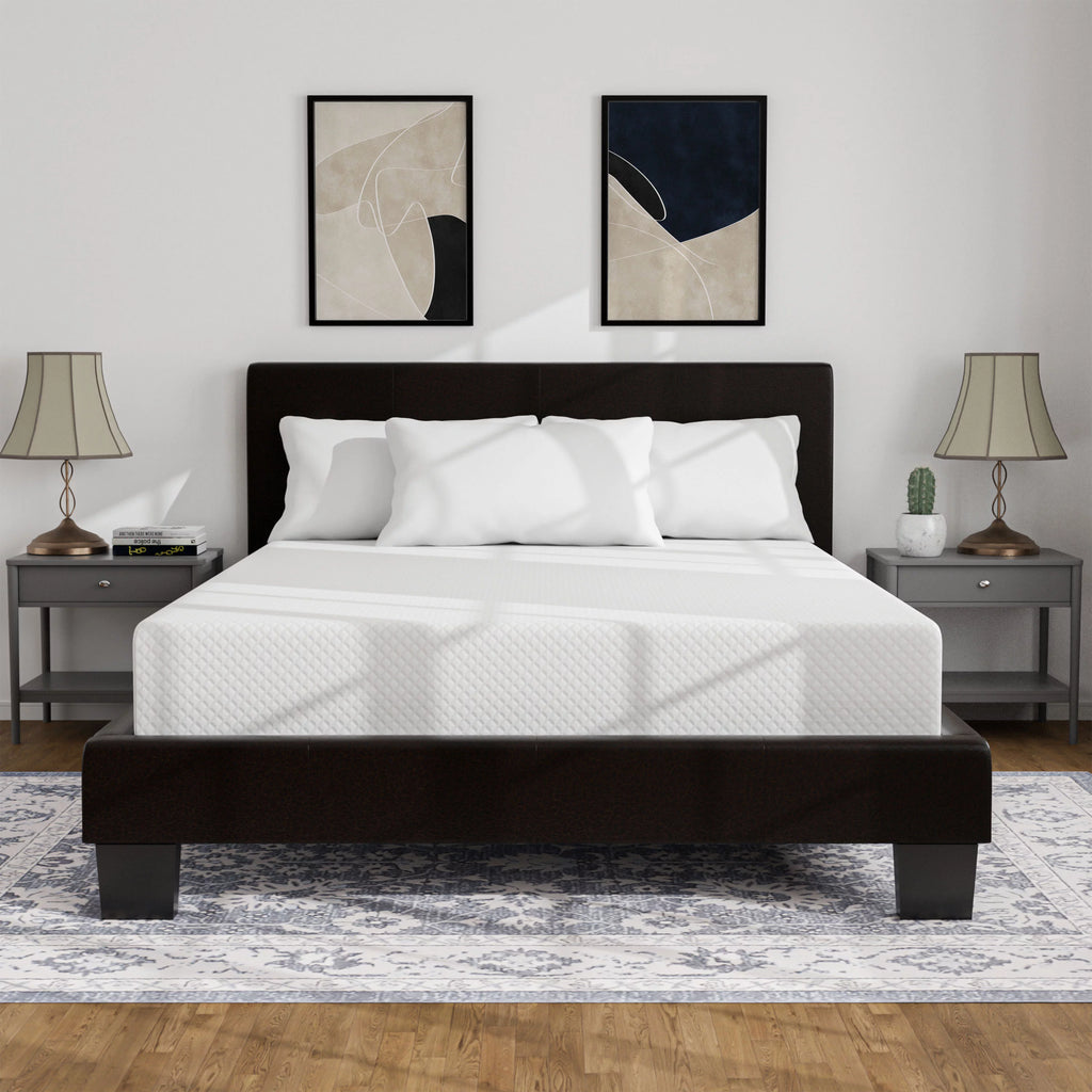 Espresso Leatherette Eastern King Bed with 8-Inch Mattress I252177