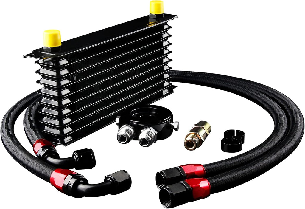 10 Row AN10 Oil Cooler Kit Universal Aluminium Alloy Black I492849