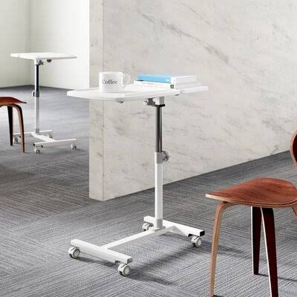 Ergonomic Adjustable Laptop Cart White M647290