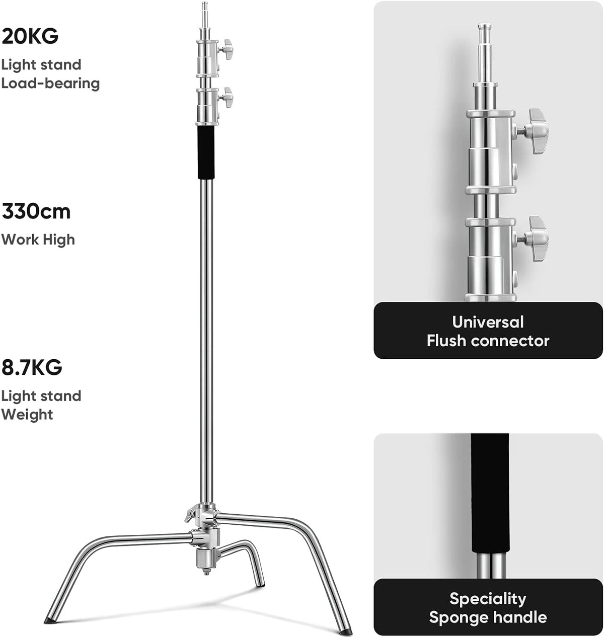 Heavy Duty Metal C Stand with Holding Arm and Carry Bag N375899