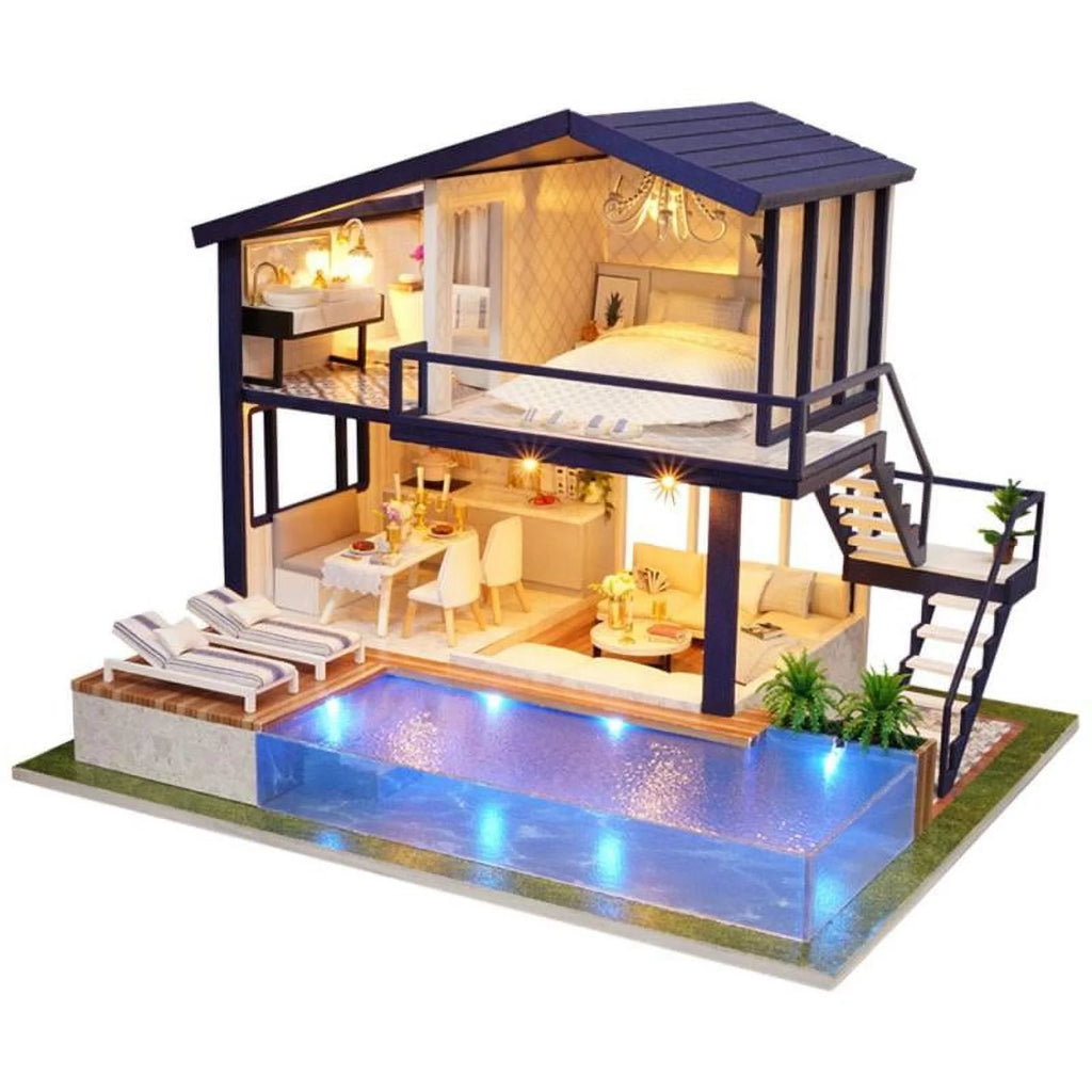 Miniature Dollhouse with LED Light, Swimming U94263