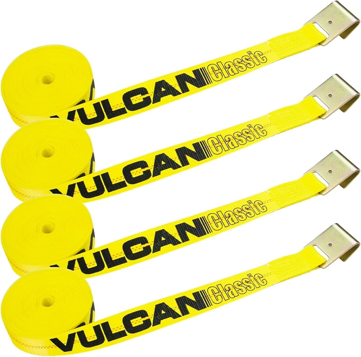 4 Pack 2 Inch x 27 Foot Yellow Winch Strap with Flat Hook W1997