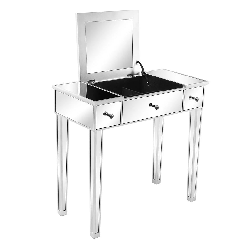 Wood Vanity Table with Flip-top Mirror 3 Drawers E32518