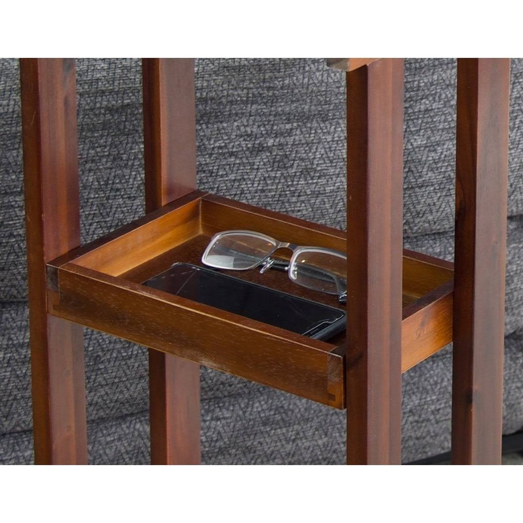 Solid Acacia Wood C Table with Storage Tray - Black M521
