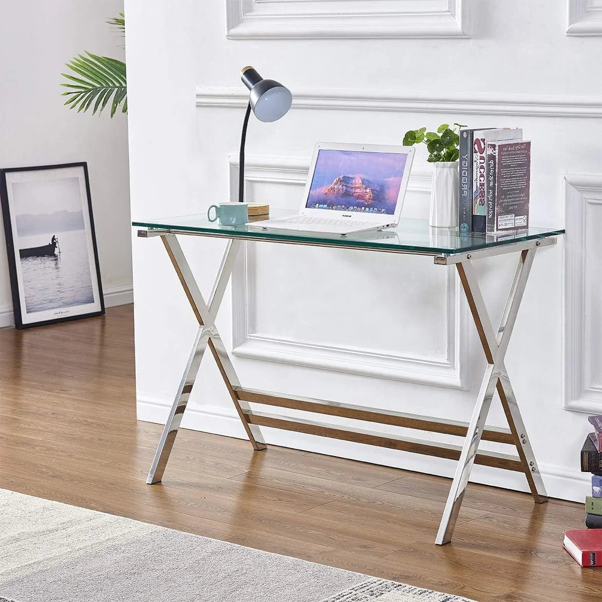 Clear Tempered Office Desk H95021