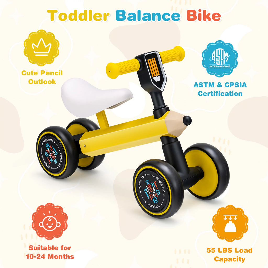 Baby Balance Bike No Pedal Yellow R546845