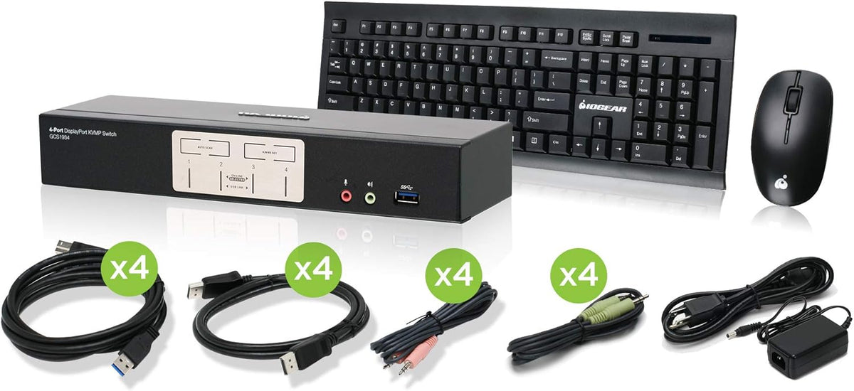 4-Port 4K DisplayPort KVMP Switch with Dual Video Out N2631