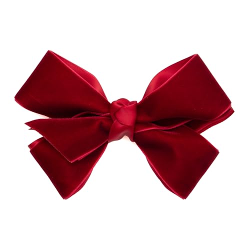 Velvet Hair Bows with a Knot Wrap Center on a Clip, 6 Inch, Red Y73276