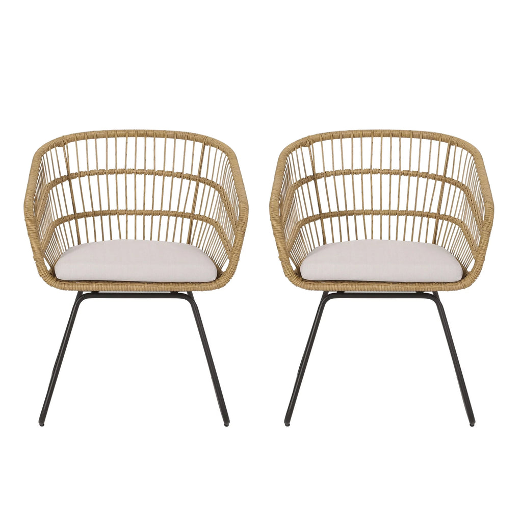 Wicker Outdoor Dining Chair with Cushion Set of 2 Q869968