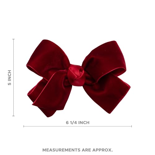 Velvet Hair Bows with a Knot Wrap Center on a Clip, 6 Inch, Red Y73276