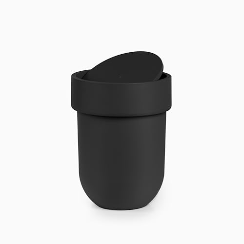 Small Black Trash Can with Lid I225
