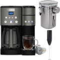 Coffee Center Maker (Black) with Coffee Canister and Milk Frother Bundle (3 Items) E694