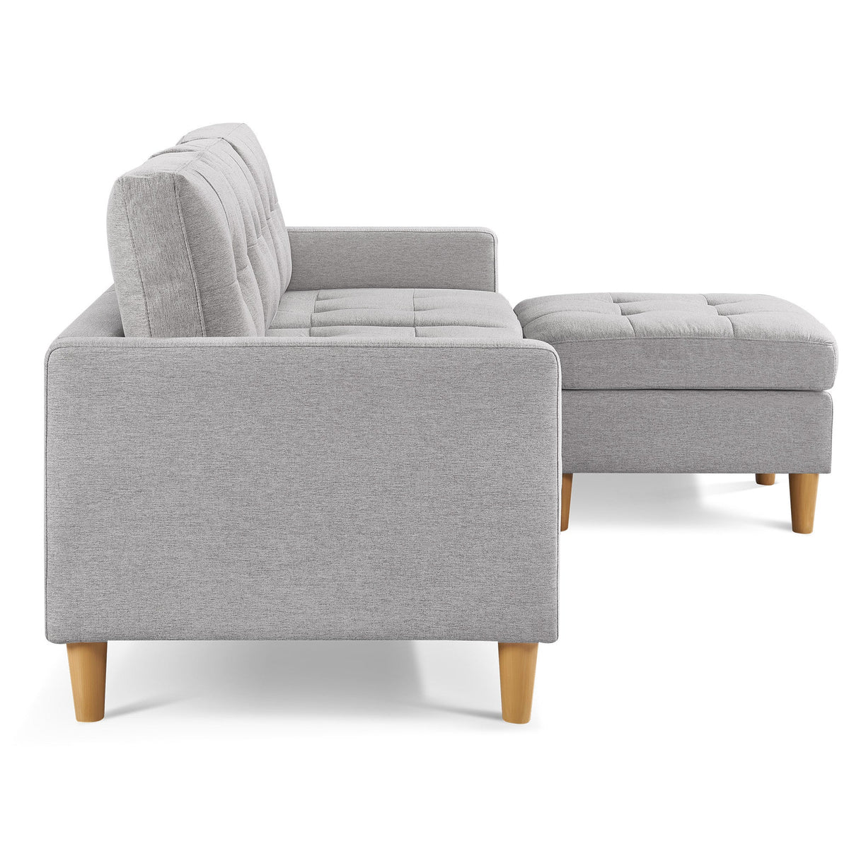 Light Grey Convertible Sectional Sofa with Ottoman N676582