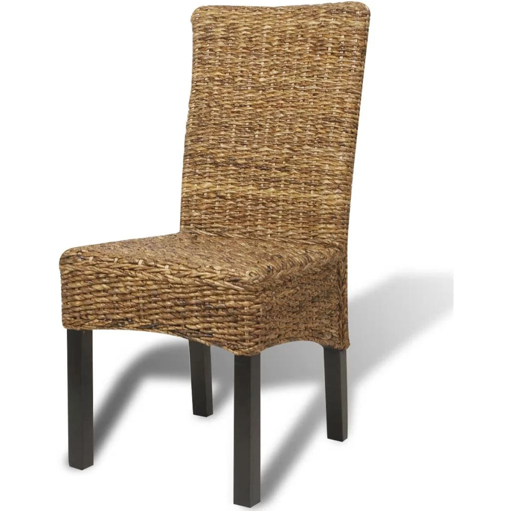 6 pcs Abaca and Solid Mango Wood Dining Chairs Y34110