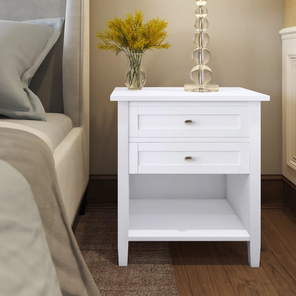 White 24 inch Wide Solid Wood Nightstand E95909
