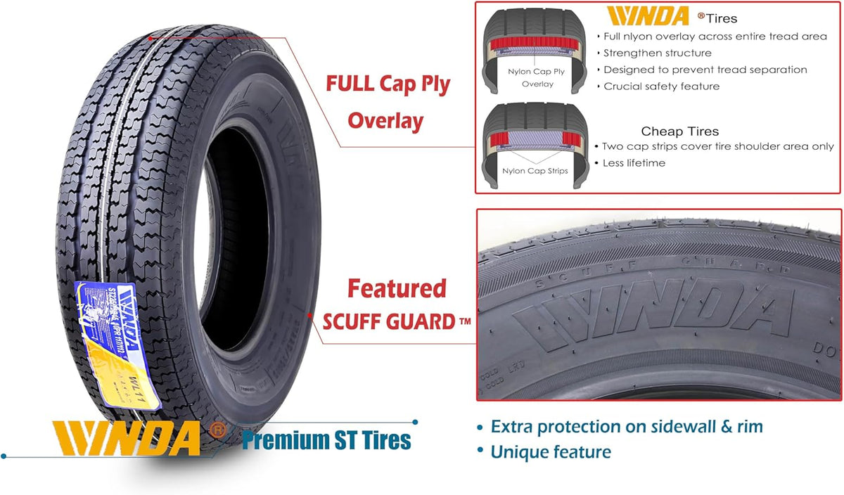 4 New Premium Trailer Tires ST 205 75R15 8-Ply Load Range D Steel Belted Radial O893408
