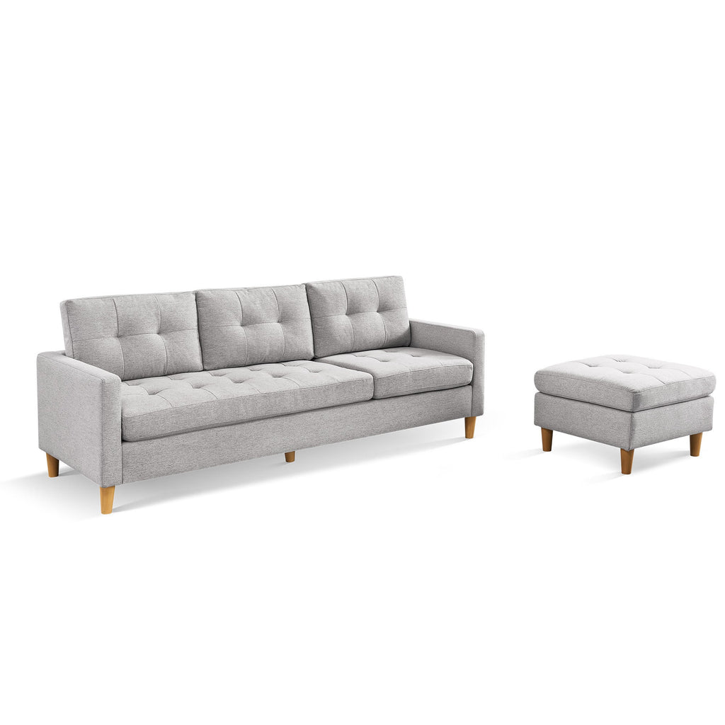 Light Grey Convertible Sectional Sofa with Ottoman N676582