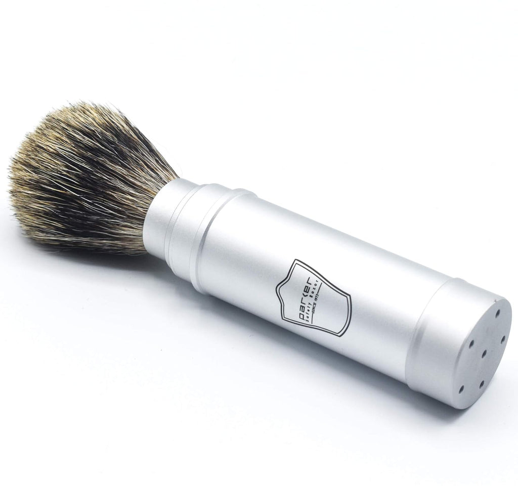 Parker Safety Razor Full Size Travel Shaving Brush with Pure Badger Bristles Pack of 2 H65976