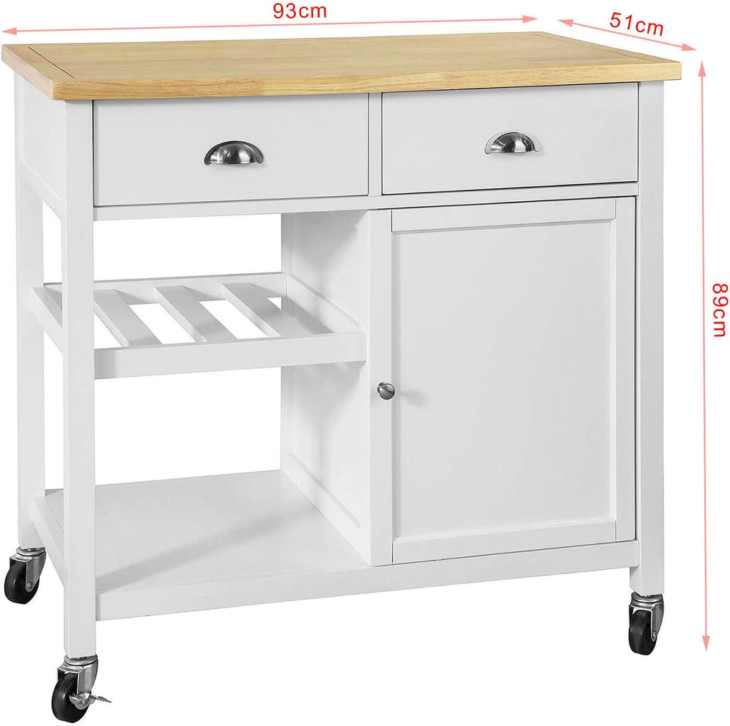 Kitchen Cart with Rubber Wood Top and Drawer I9532