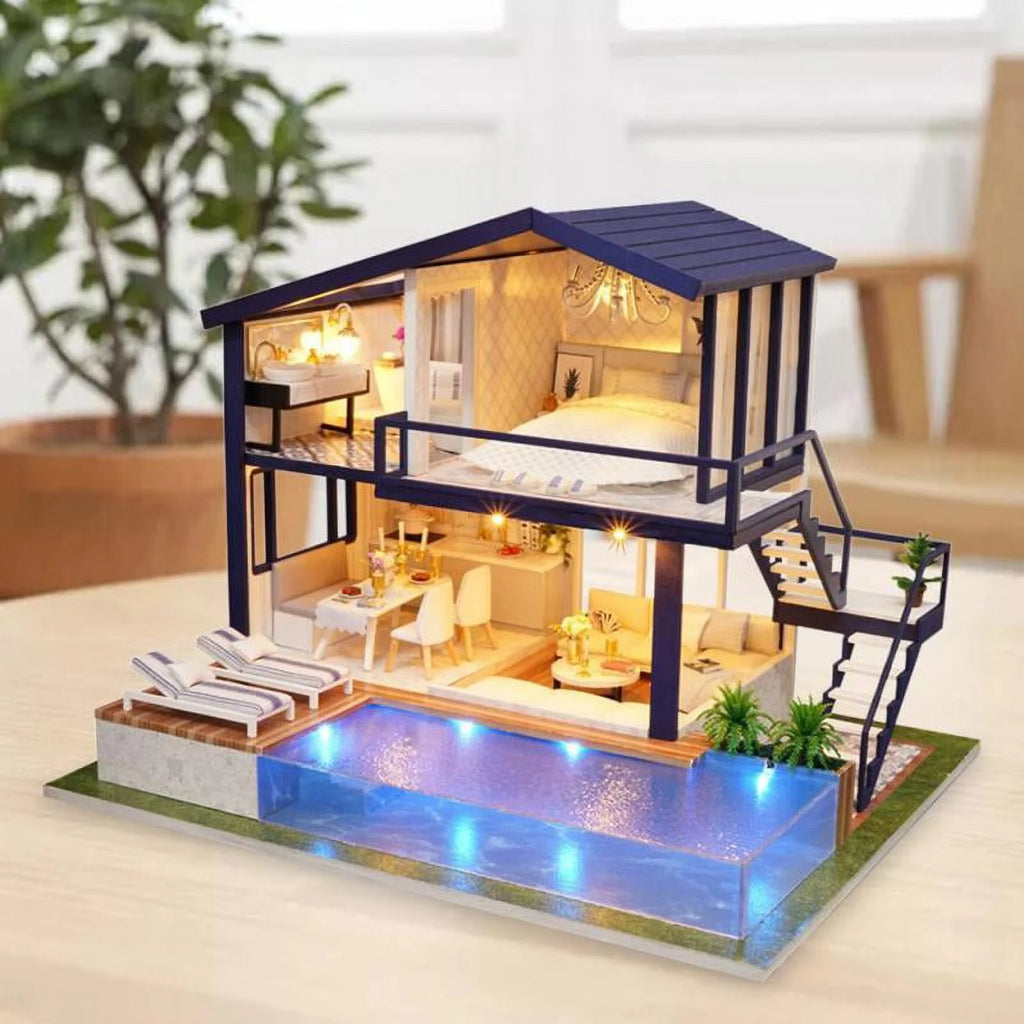 Miniature Dollhouse with LED Light, Swimming U94263