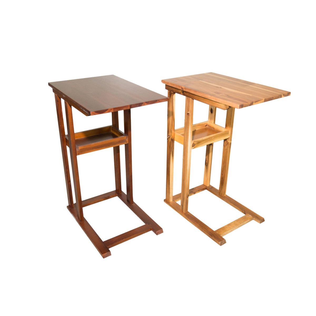 Solid Acacia Wood C Table with Storage Tray - Black M521