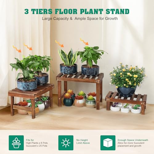 3 Tiered Wood Plant Stand Shelf K87314