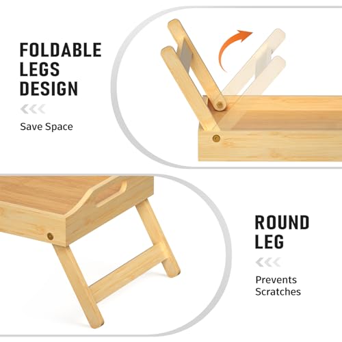 Bamboo Serving Tray with Folding Legs A615