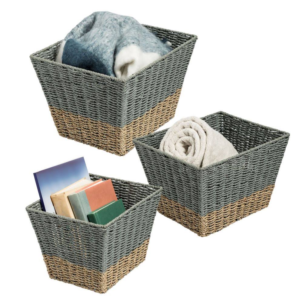 3 Piece Square Seagrass Baskets Brown B15702