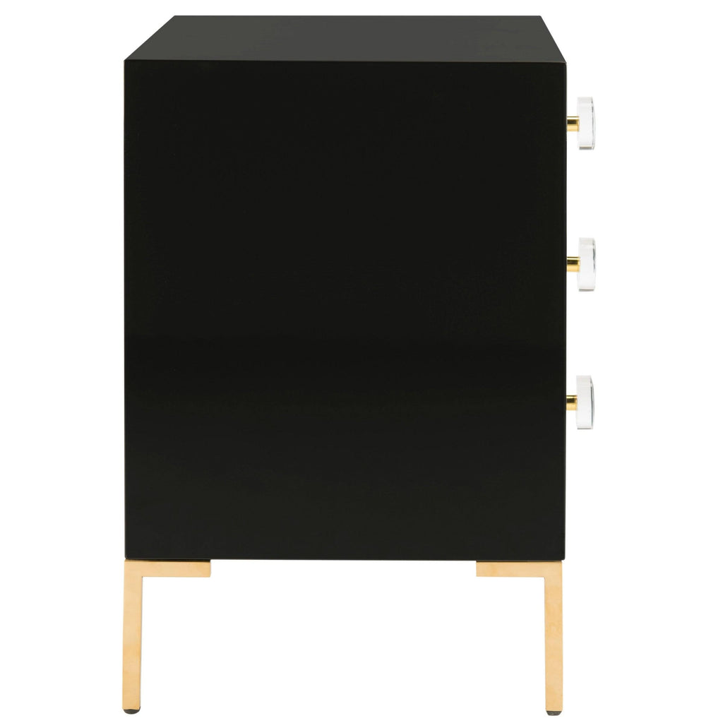 Black/Brass 3-Drawer Side Table L8478