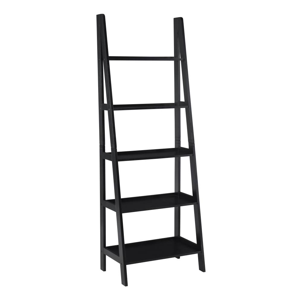 Black 5-Shelf Ladder Bookcase L602189