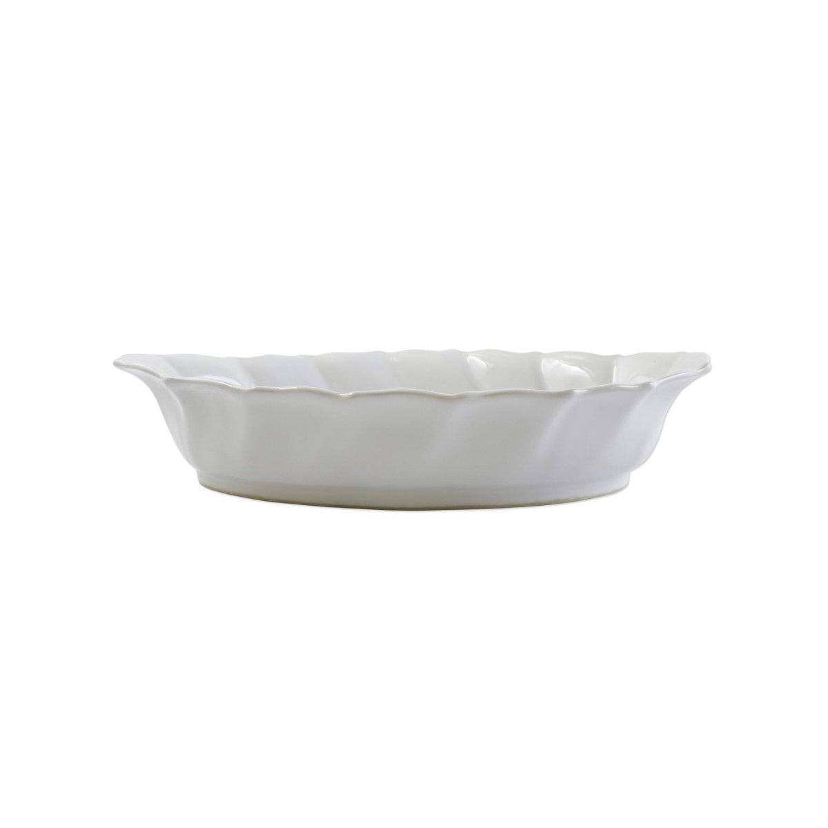 Stone White Ruffle Handled Oval Baker M453