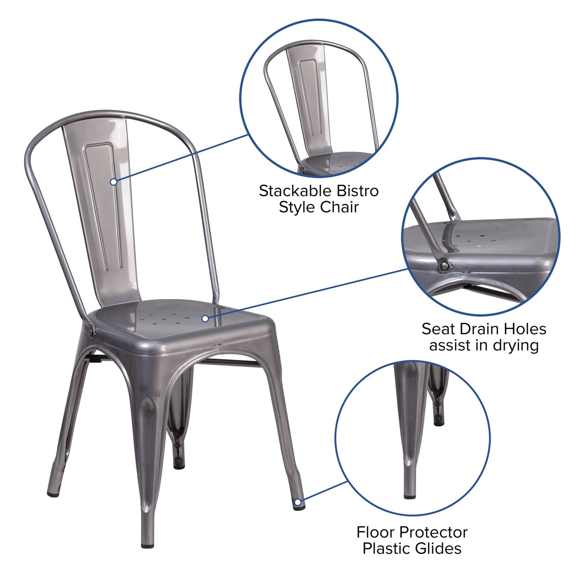 Grey Metal Stackable Indoor Chair O90609