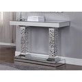 Wood and Mirror Console Table with Two Pedestal Base B4203