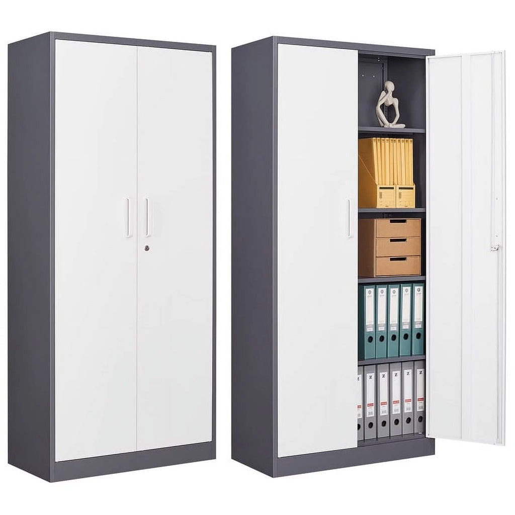 71" Black Metal Storage Cabinet with 4 Adjustable Shelves G43099