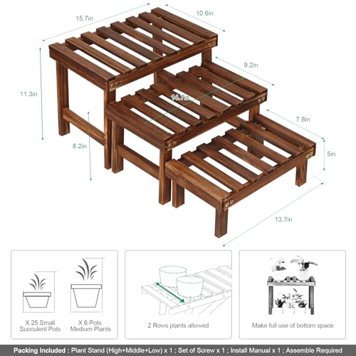 3 Tiered Wood Plant Stand Shelf K87314
