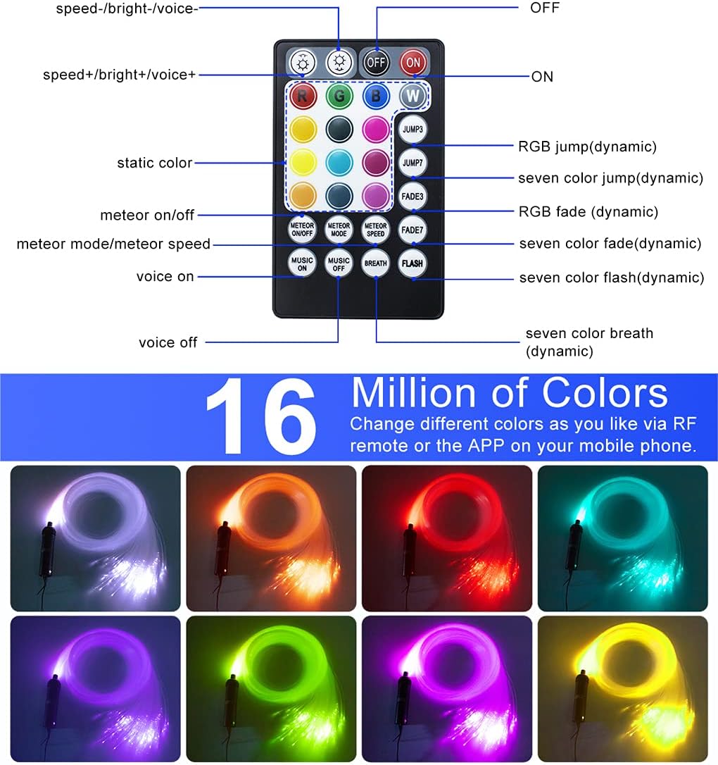 Bluetooth RGBW LED Fiber Optic Star Ceiling Light Kit M452