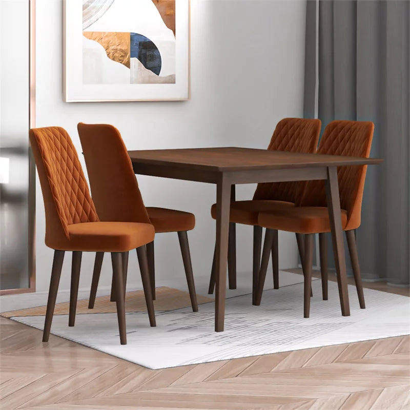 Solid Wood Walnut Dining Table and 4 Chair Set D21817