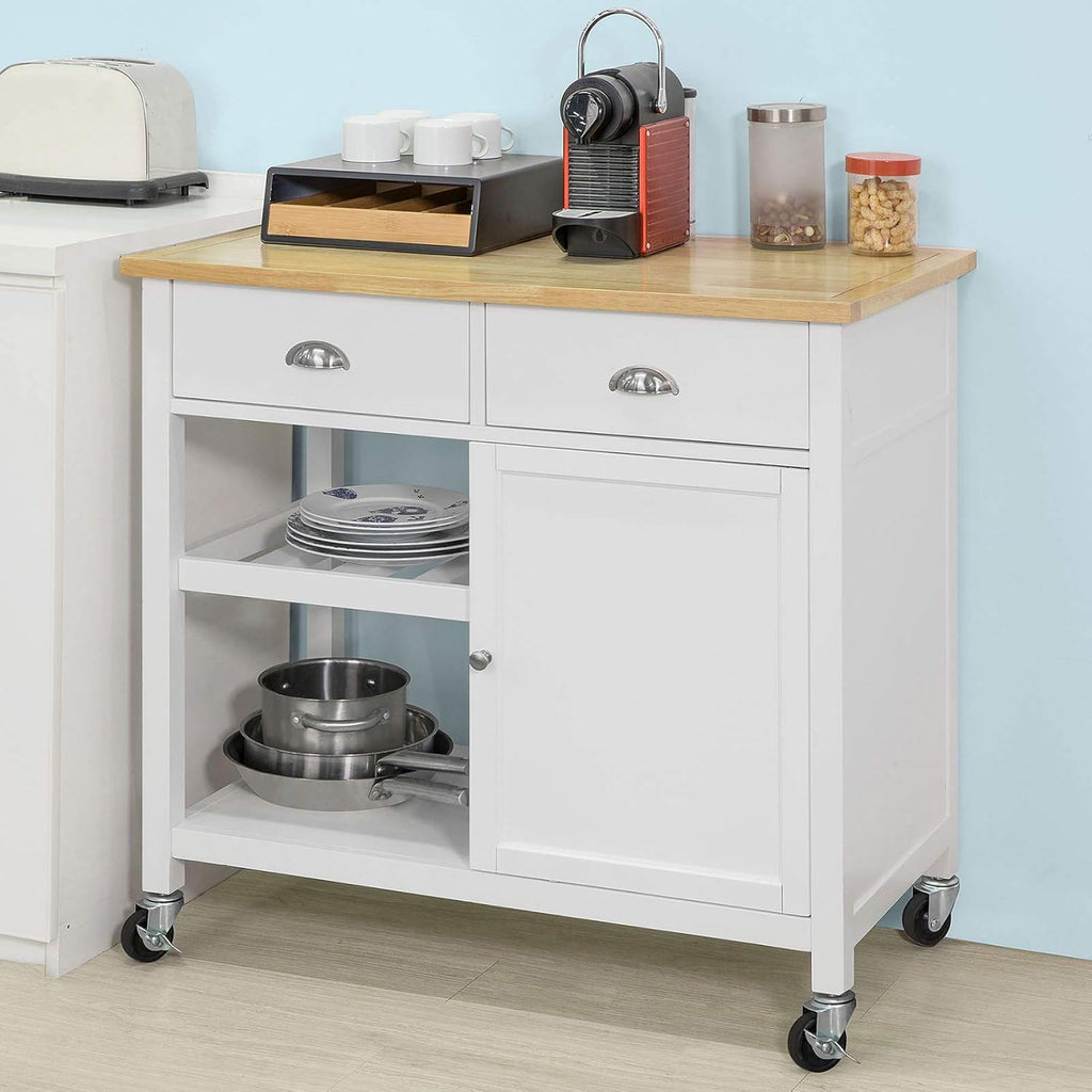 Kitchen Cart with Rubber Wood Top and Drawer I9532