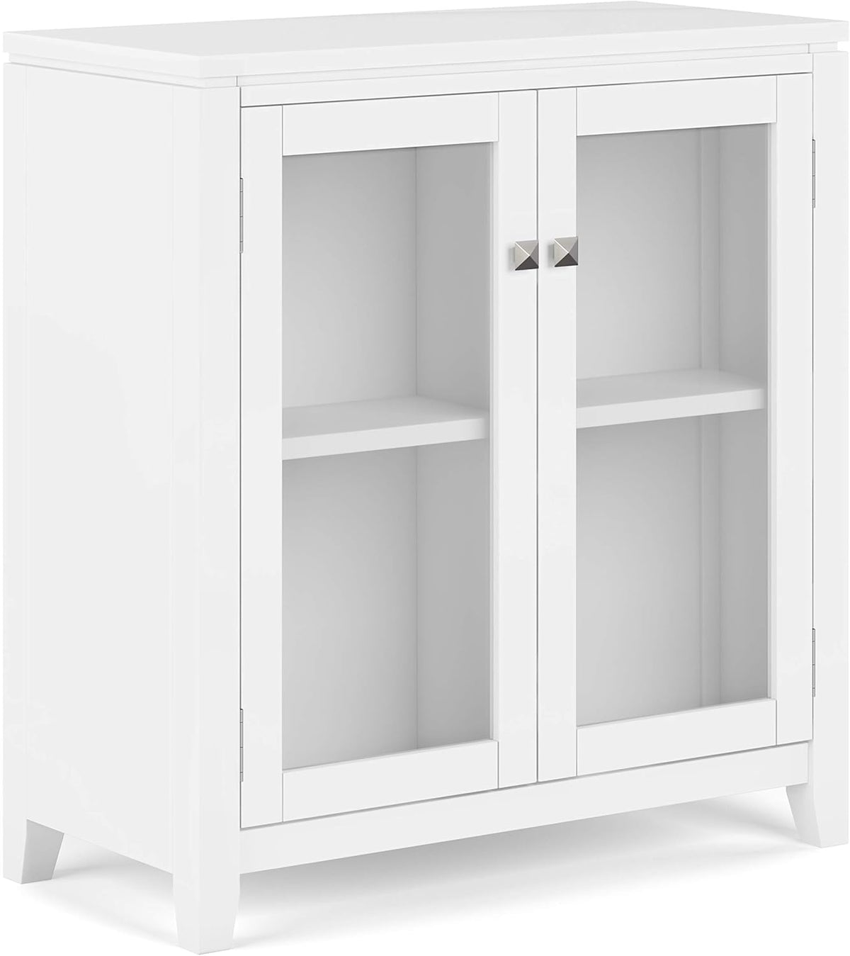 Farmhouse Brown 30 inch Wide Low Storage Cabinet with 2 Tempered Glass Doors P51876