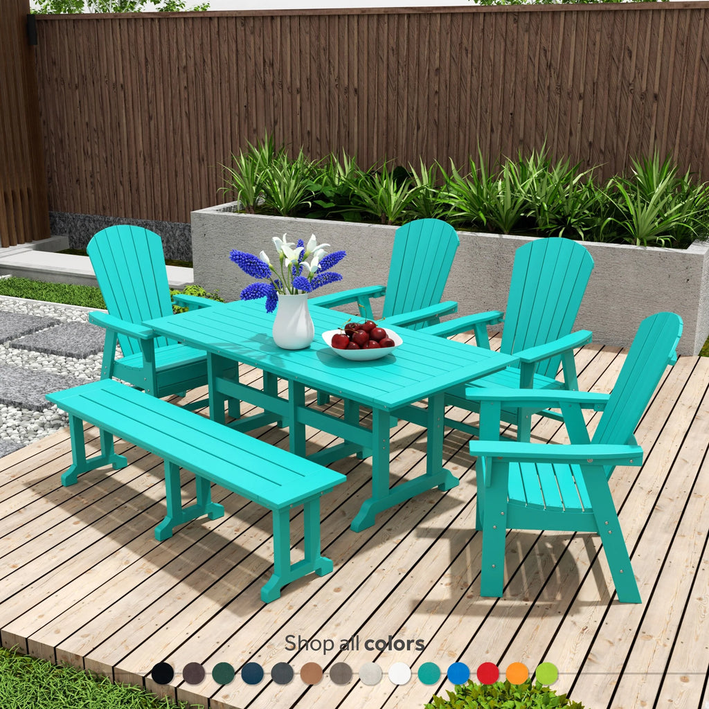 6-Piece All Weather Outdoor Dining Set with Bench V2081