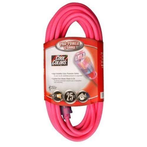 25 ft Vinyl Extension Cord Pink Lighted End I17746