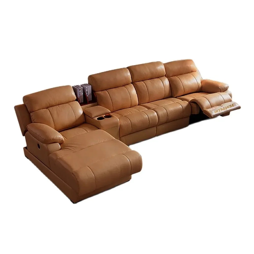 Genuine Leather Electric Reclining Sofa Set L Shape Sectional Couch W821220