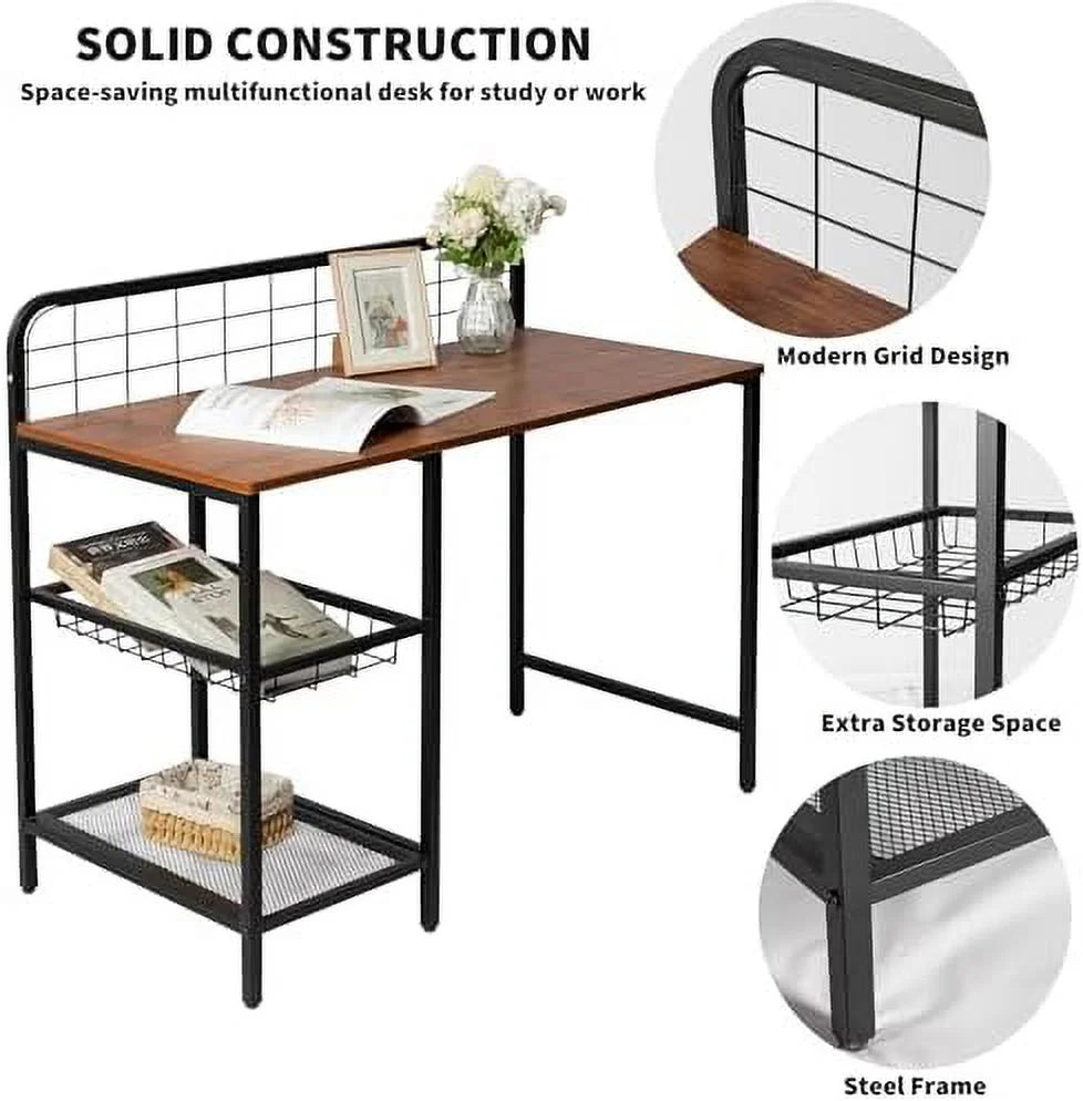 40 inch Computer Desk with 2-Tier Shelves S9682