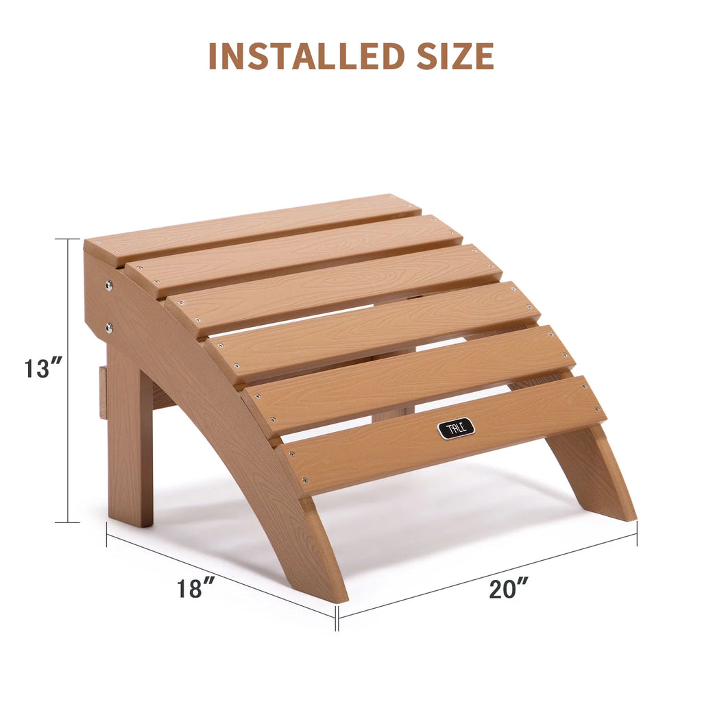Brown All-Weather Plastic Wood Ottoman Footstool O669