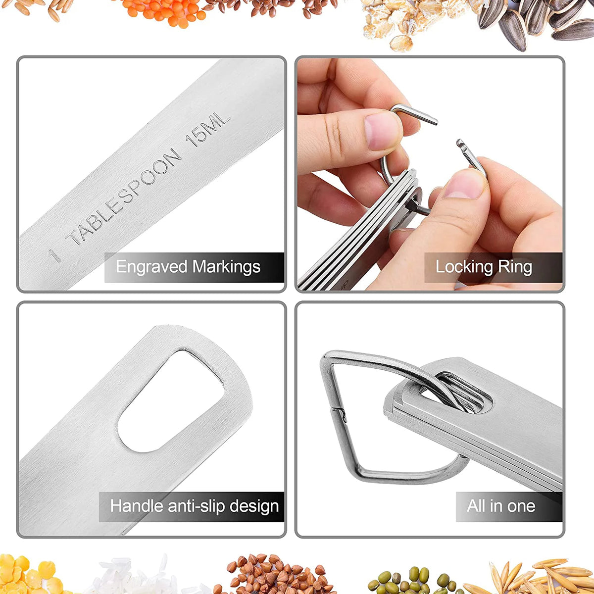 Stainless Steel Measuring Cups and Spoons Set of 11 V99711