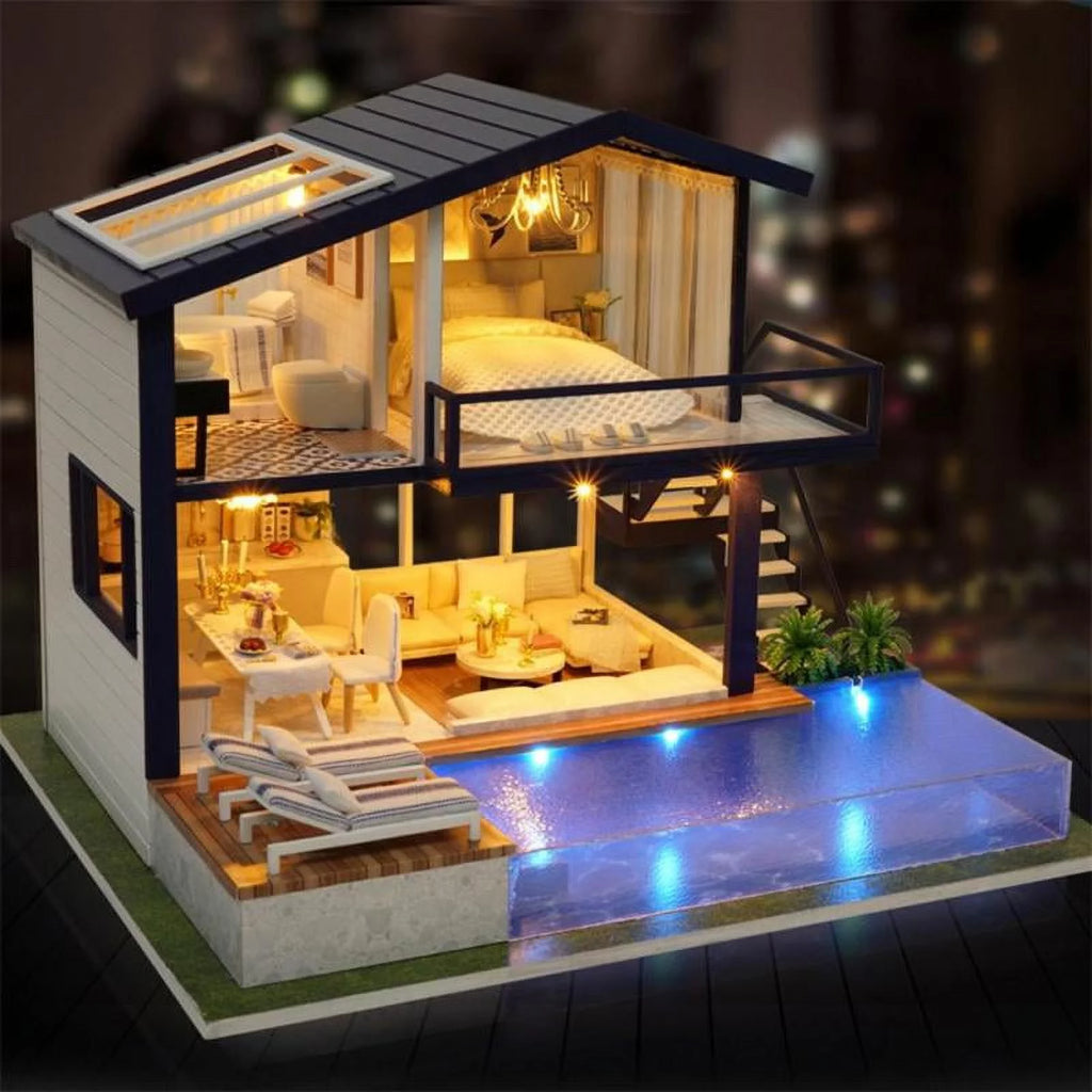 Miniature Dollhouse with LED Light, Swimming U94263