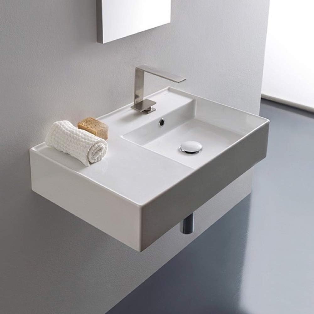 White One Hole Bathroom Sink M90313